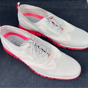 Light Grey Oxford Shoes with Neon Pink Accents